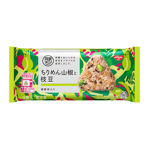 包装设计欣赏冷冻完全饭DELI ＜绉绸花椒和毛豆＞饭团(日清食品) (图1)